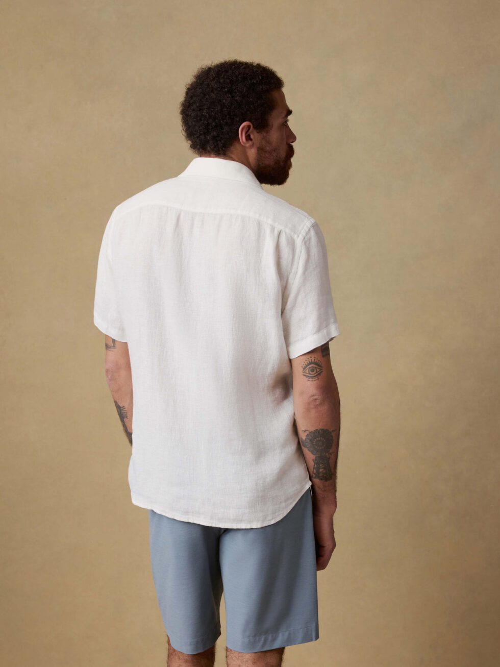 Faherty Palma Linen Shirt Bright White Basketweave back view